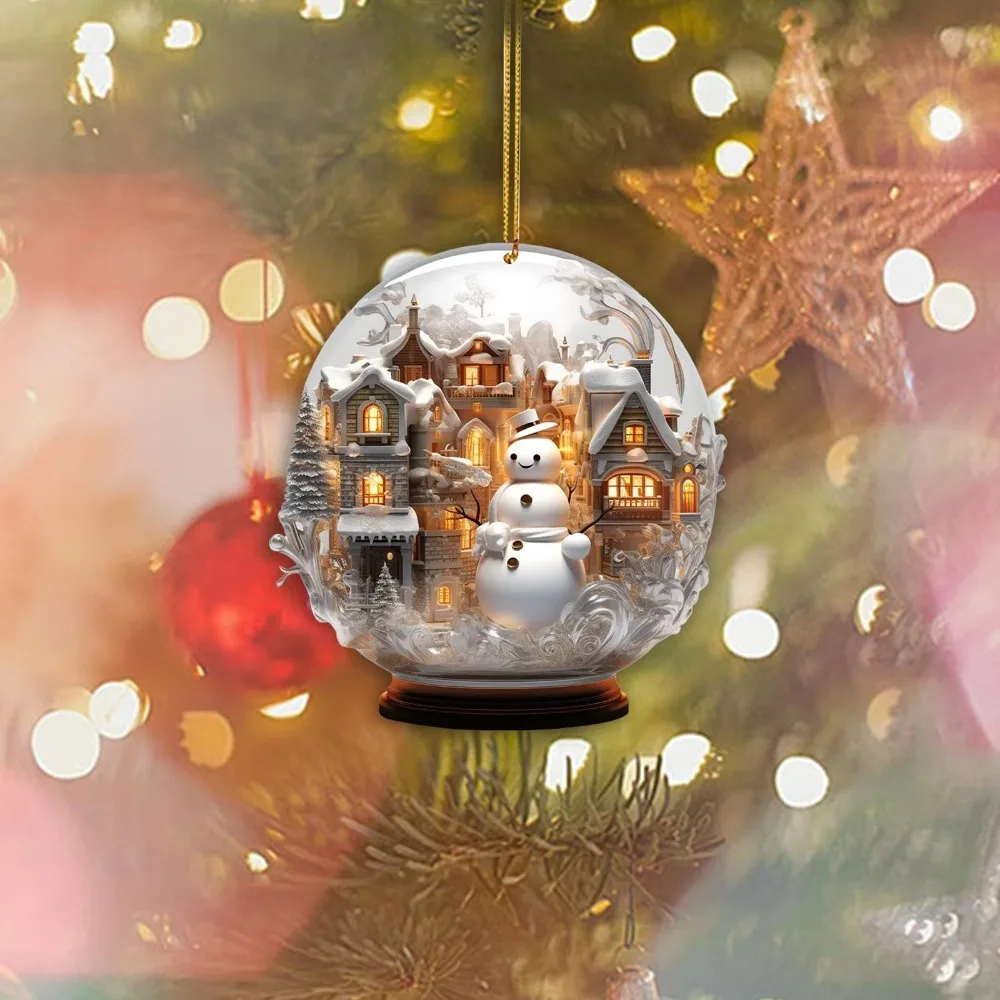 Acrylic Flat Christmas Character Pendant Multifunction Durable Material 2D Acrylic Pendant Christmas Santa Pendant Gift