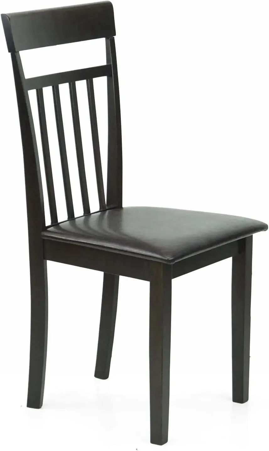 

Kitchen Solid Wood Chair Warm Modern Design in Espresso Black Finish with Padded Seat