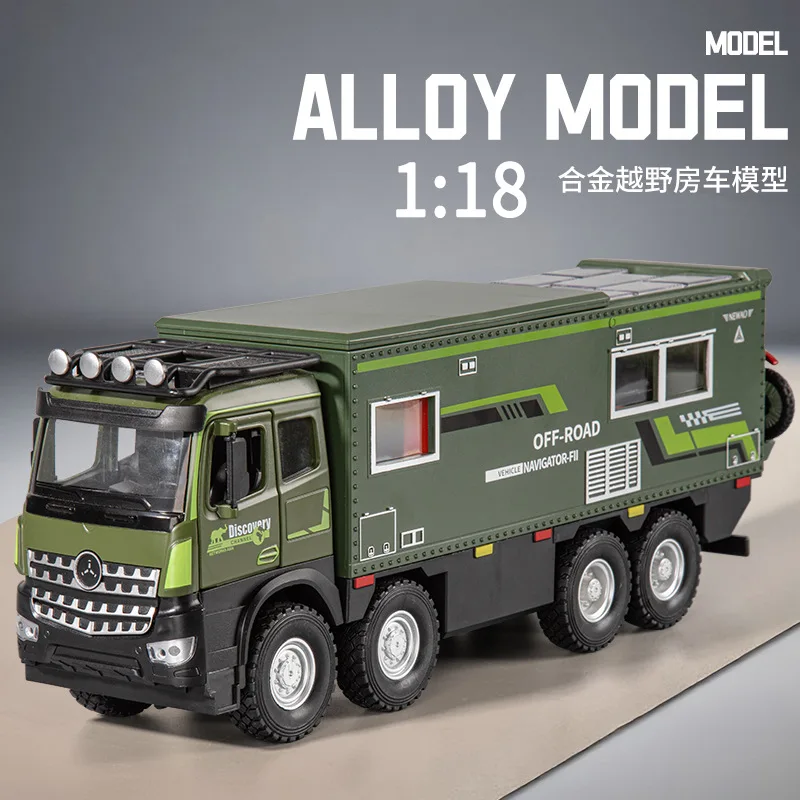 Nouveau modèle de camping-car tout-terrain 1:18, matériau en alliage, simulation de son et de lumière, porte ouverte, Force avant, cadeaux pour enfants B504