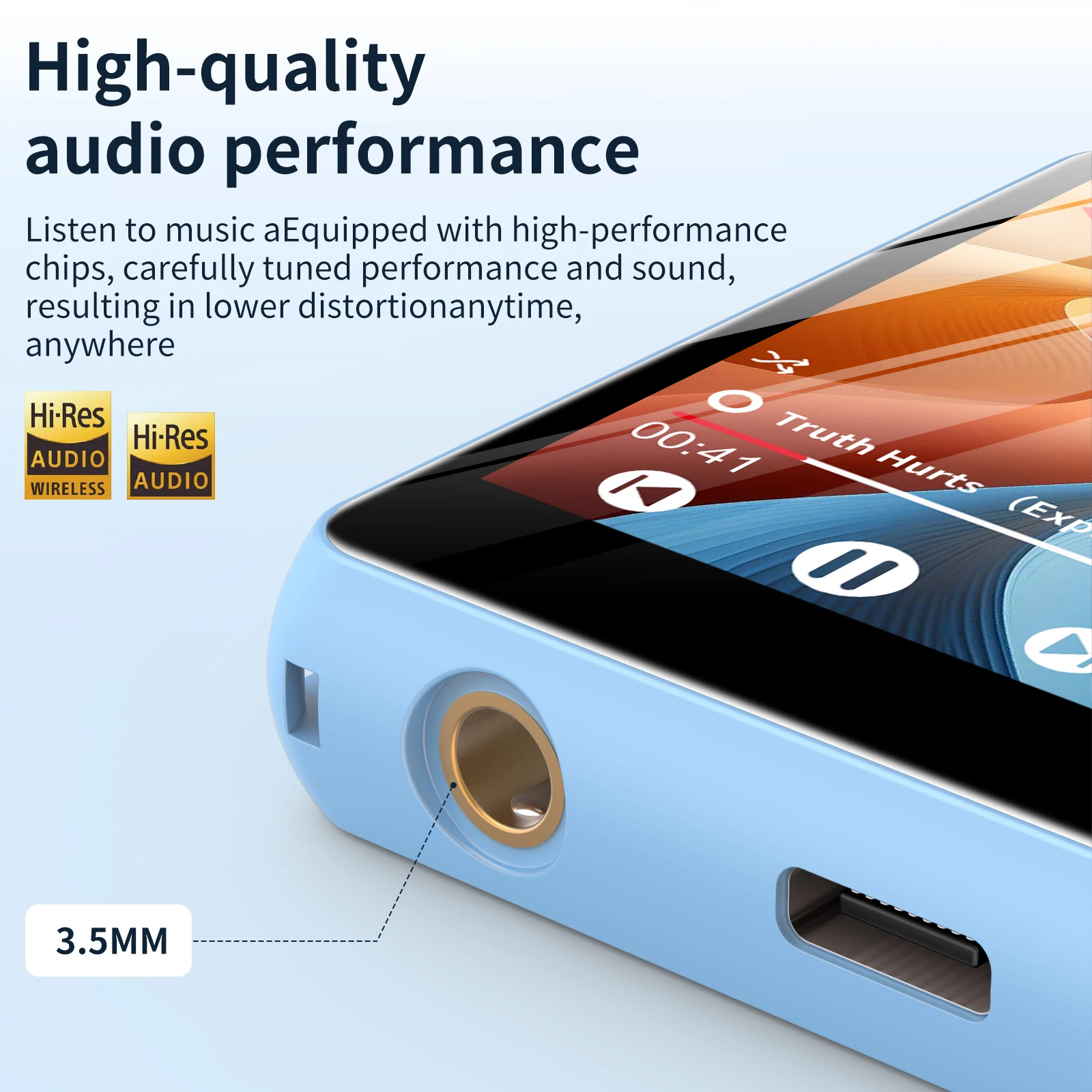 64GB MP3 Player with Bluetooth 5.3, MP3 & MP4 Players Portable HiFi Lossless Music Player with Speakers, FM Radio