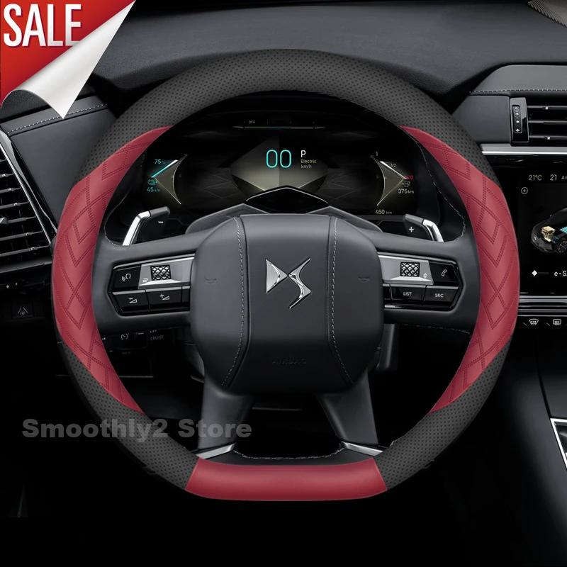 Leather Car Steering Wheel Cover For DS3 DS4 DS5 DS7 Crossback DS9 DS Nº8 DS8 Non-slip Auto Steering Wheel interior Accessories 5