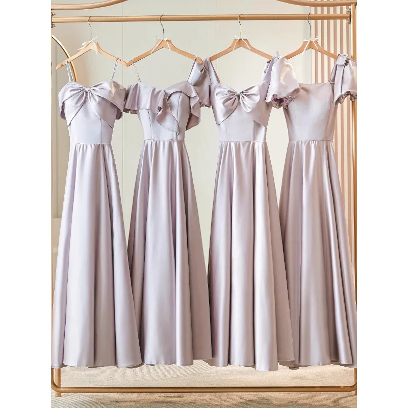 Purple Bridesmaid Dress 2026 New Graduation Niche High-end Satin Evening Dress Long Skirt Can Be Worn on A Customized Basis view 4