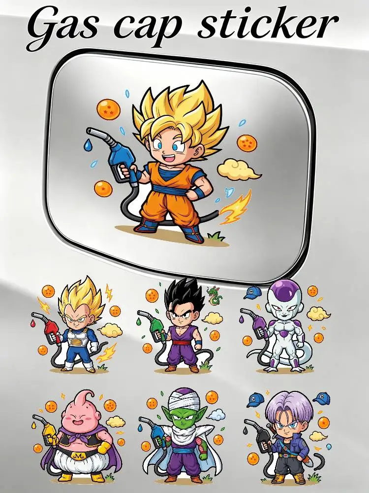 

Наклейка на крышку бензобака автомобиля DRAGON BALL Super Saiyan Goku Vegeta, модный декор для авто, индивидуальный дизайн