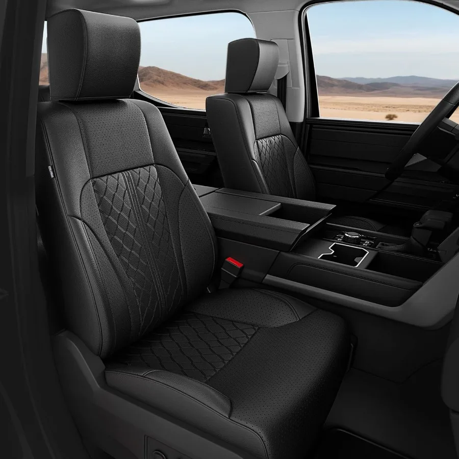 

for Tundra Seat Covers Crew Max Double Cab SR SR5 2022 2023 2024 2025 Waterproof Custom Fit Car Seat Cover Full Set Black