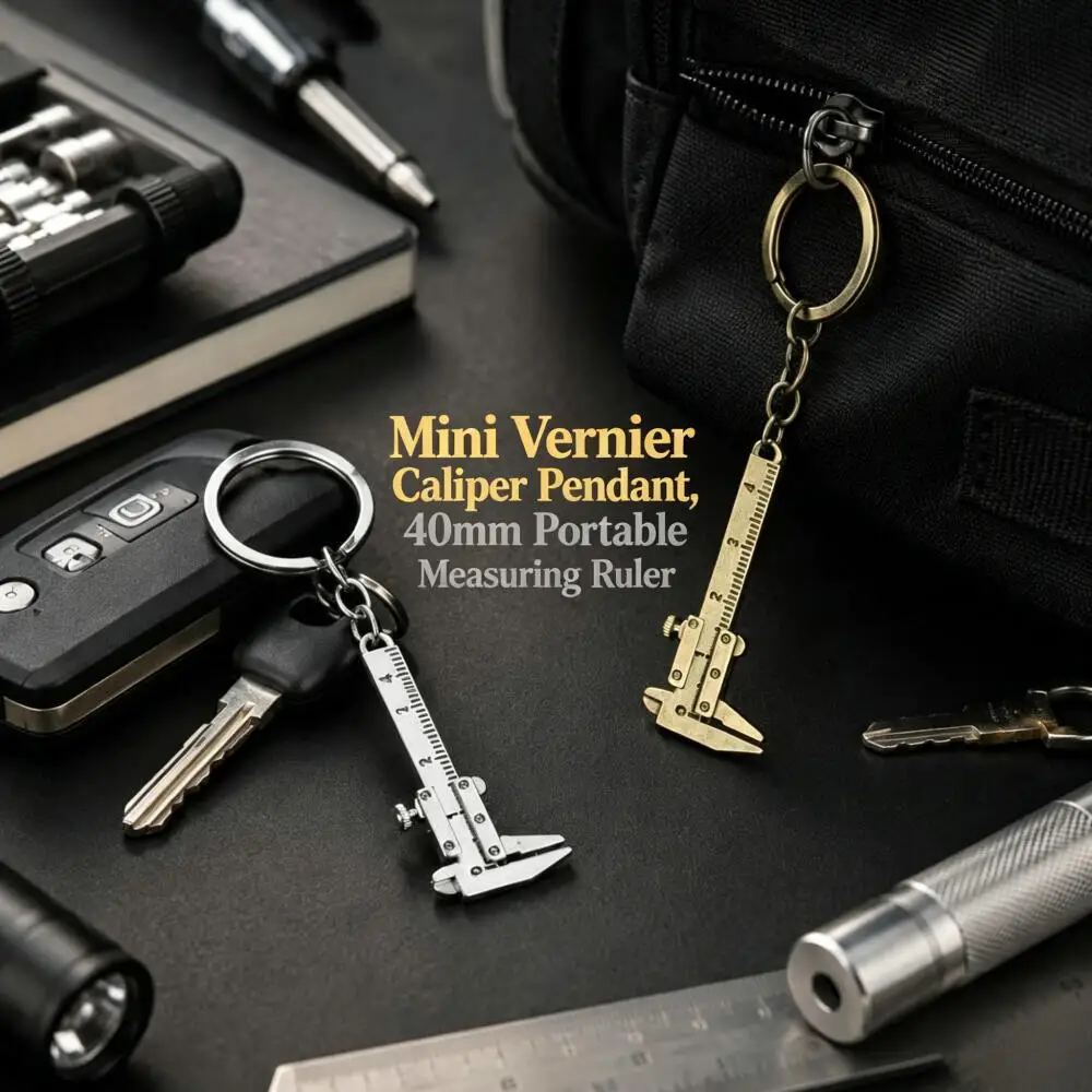 Mini Vernier Caliper Keychain, Portable Measuring Tool Pendant, 40mm Pocket Caliper, Carry-on Tool for Engineers