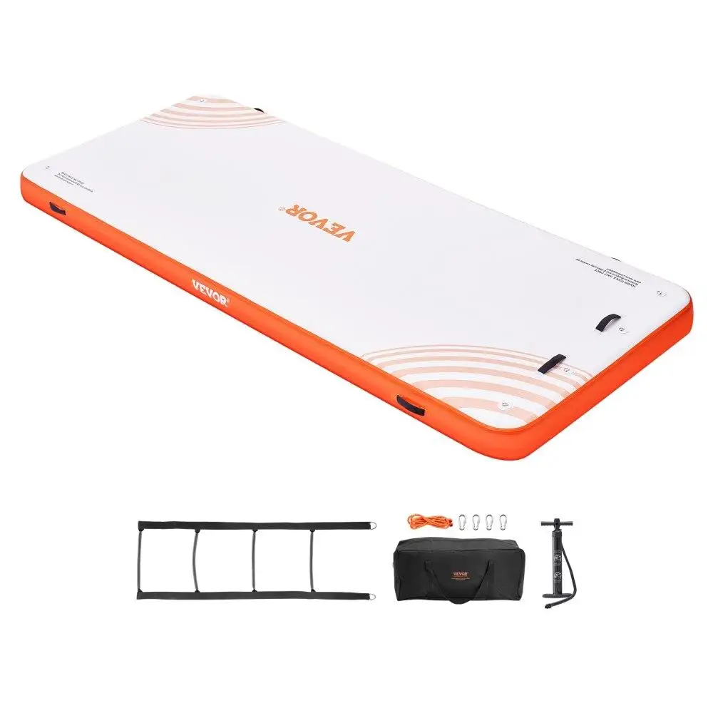 

Inflatable Floating Dock Platform 15x6FT Non-Slip Water Dock Mat with Detachable Ladder and Portable Bag