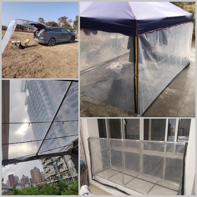 0.1mm PE Film Transparent Rainproof Cloth Canopy Succulent Plants Shelter Shed Cloth with Grommets Outdoor Tarpaulin Dust Cover