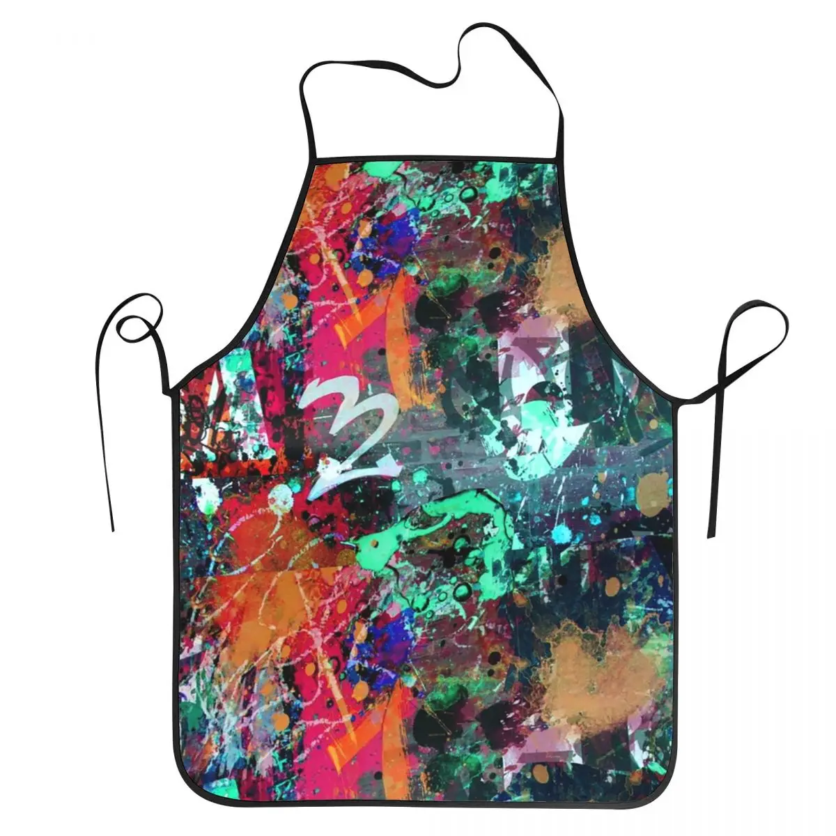 Unisex Graffiti Art Paint Splatter Bib Apron Adult Women Men Chef Tablier Cuisine for Cooking Kitchen Street Artist Gardening