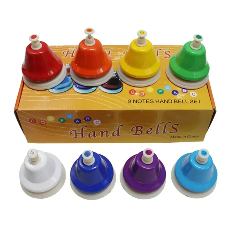 Orff Musical Instrument Set Handbell Colorful 8-Note Hand Bell Child Music Toy Baby Early Education Beautiful Christmas Gift