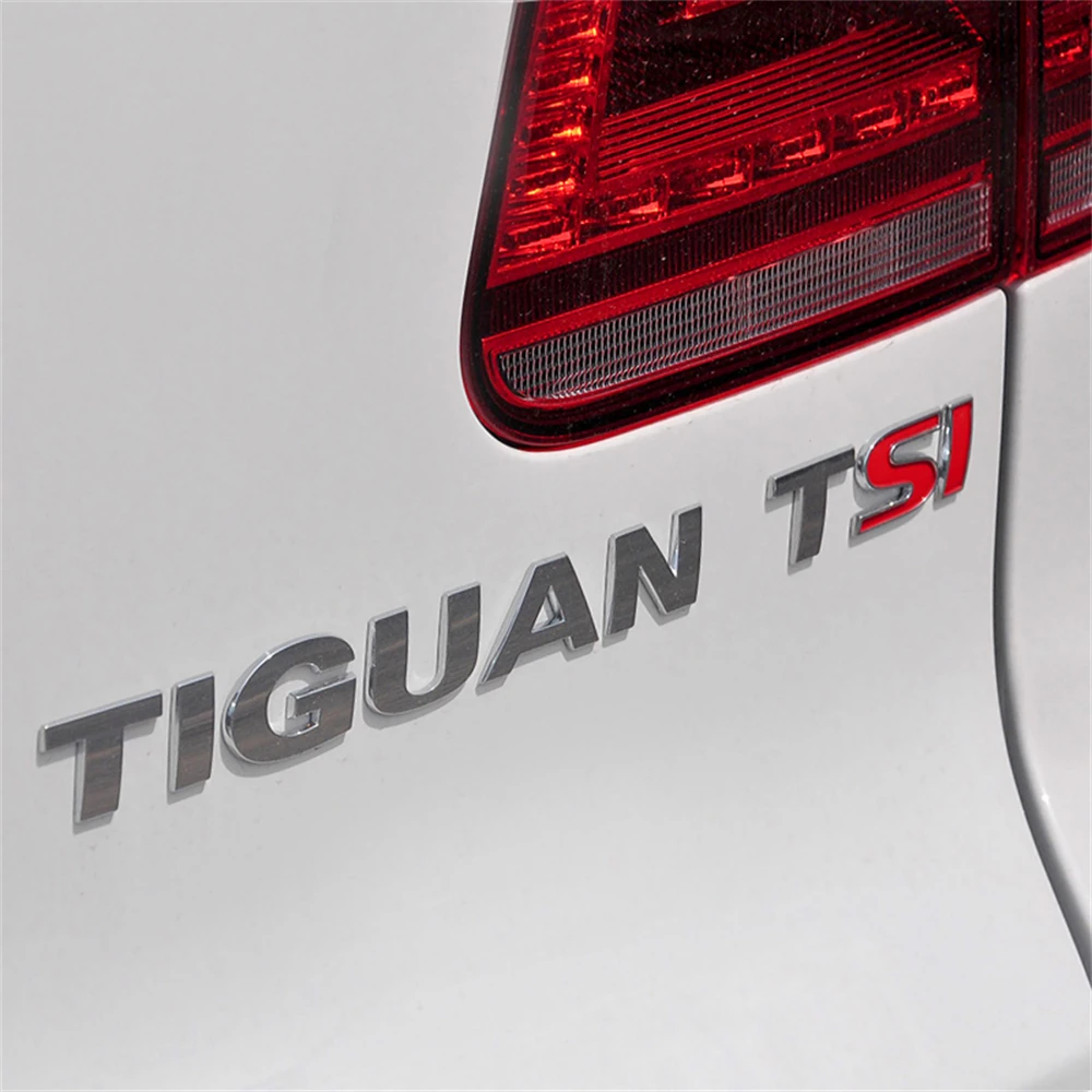 AQTQAQ 1Pcs 3D Metal TSI Car Side Mudguard Rear Trunk Emblem Badge Sticker Decals,Universal Car Accessories Decorations Stickers