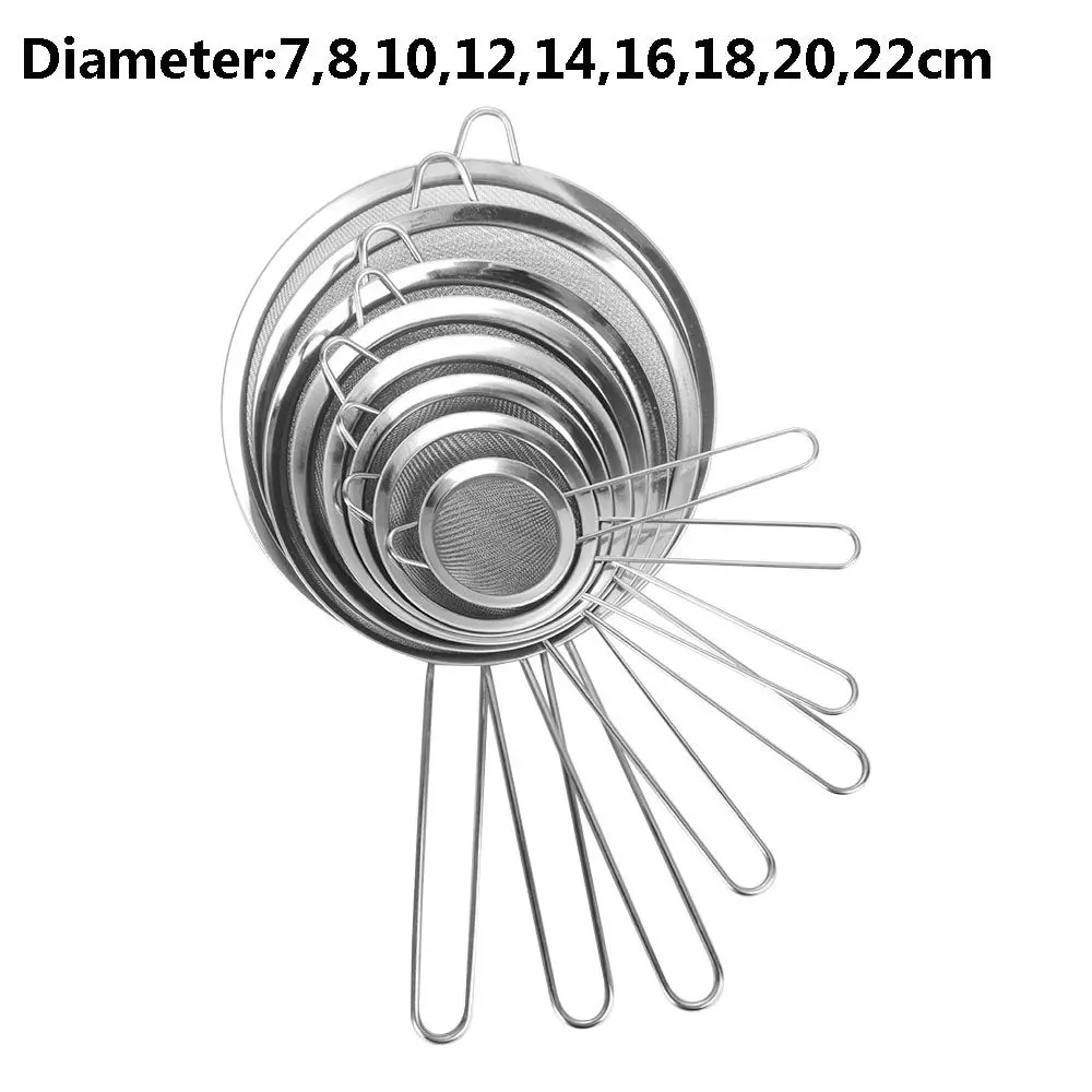 Średnica 7/8/10/12/14/16/18/20/22cm kuchnia mąka ze stali nierdzewnej sitko do herbaty siatkowy durszlak sitko filtr przesiewacz narzędzia dla