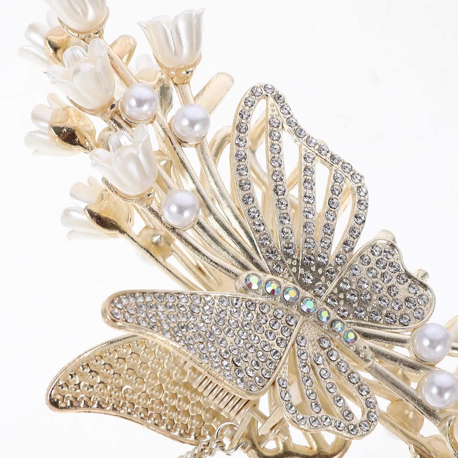 

Metal Hairpin Large Decorative Thick Rhinestones Claw Clips Women Mini Pearl Claw Hair Accessories Sturdy Durable