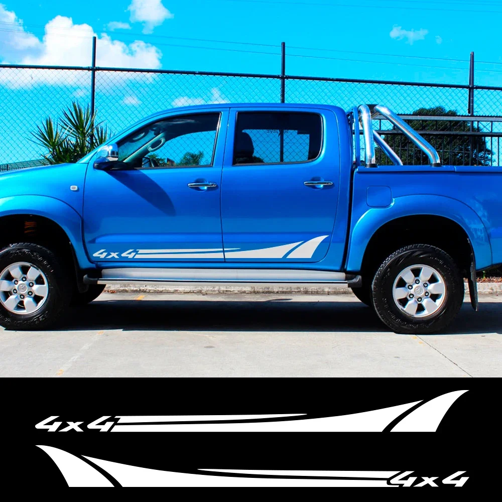 2Pc 4x4 Off Road Vinyl Car Sticker Long Strip Graphic Decal Waterproof For Pickup Truck Side Door Auto Exterior Decor Accessorie