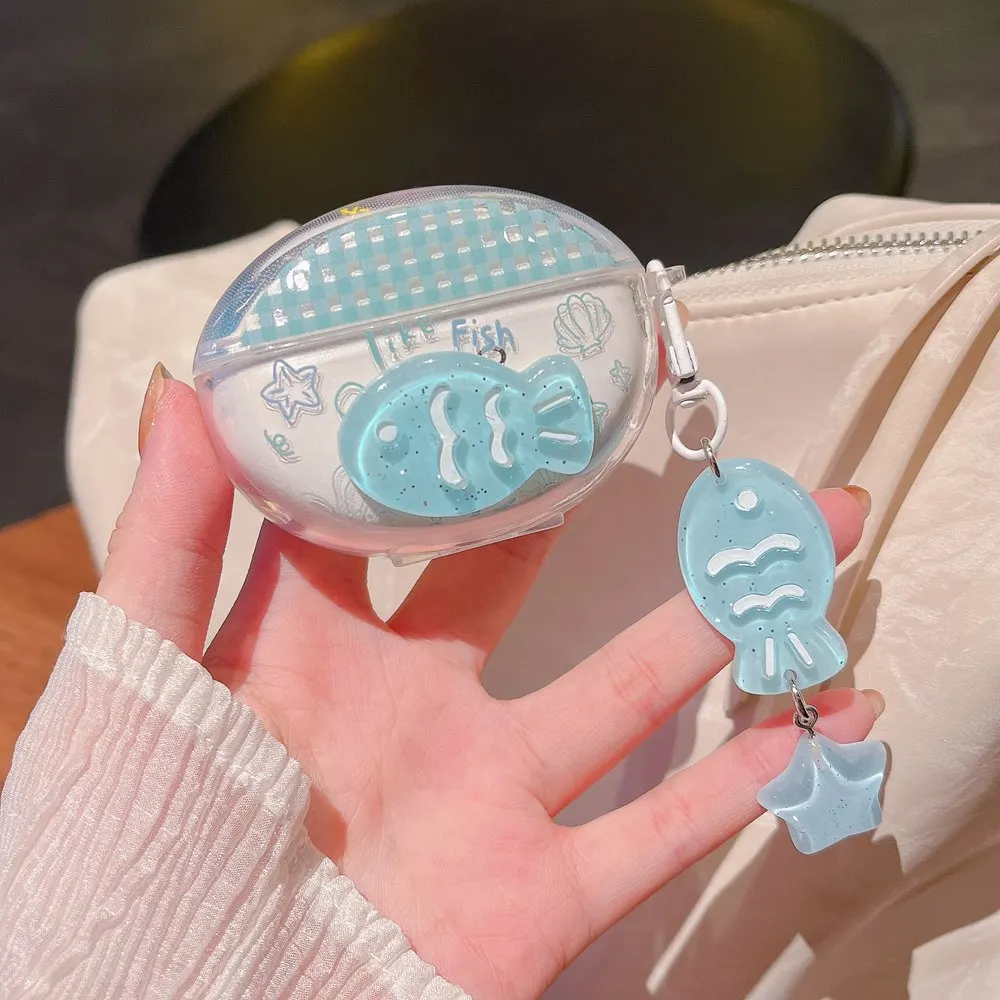 ل ممن لهم Enco الهواء 4 برو 4i R2 R3 R4 2i 3i Free4 حافظة ثلاثية الأبعاد الكرتون الأسماك لينة حماية للصدمات سماعة غطاء مع المفاتيح