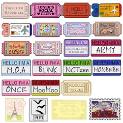 Creative Airline Ticket Enamel Brooch Magic Shop Movie Ticket Lonely Club Stamp Oil Drop Badge Art Punk Jewelry Lapel Pins Gift