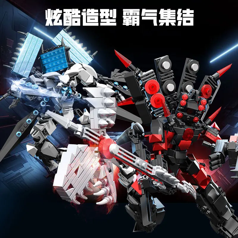 Caliente Titan battle-axe altavoz hombre araña rey hombre conjunto de bloques de construcción creativo Skibidi inodoro hombre con caja DIY juguetes de bolas