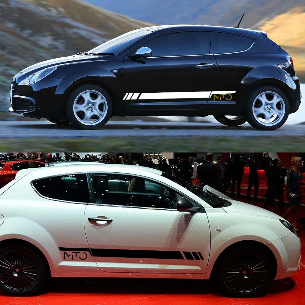 2pcs Car Side Door Stickers Sport Stripes Graphics Vinyl Film Decor Decals Auto SUV Tuning Accessories For Alfa Romeo Mito
