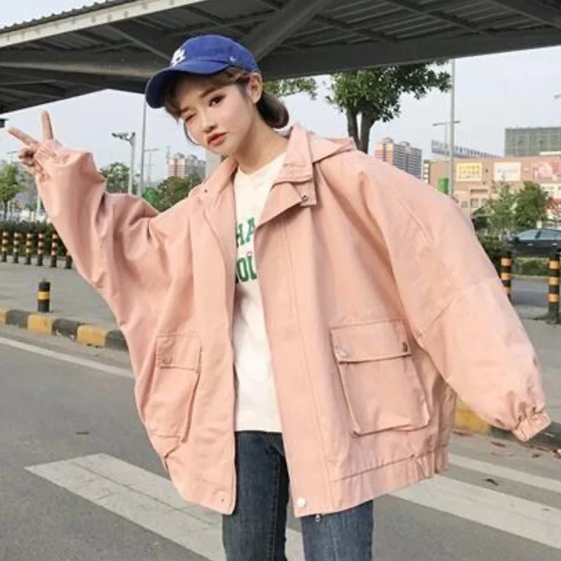 

Cargo Jackets Women Hooded Coats Baggy Minimalist Big Pockets Designer Teens Unisex Hipsters Mujer Chaqueta Preppy Kpop Trendy
