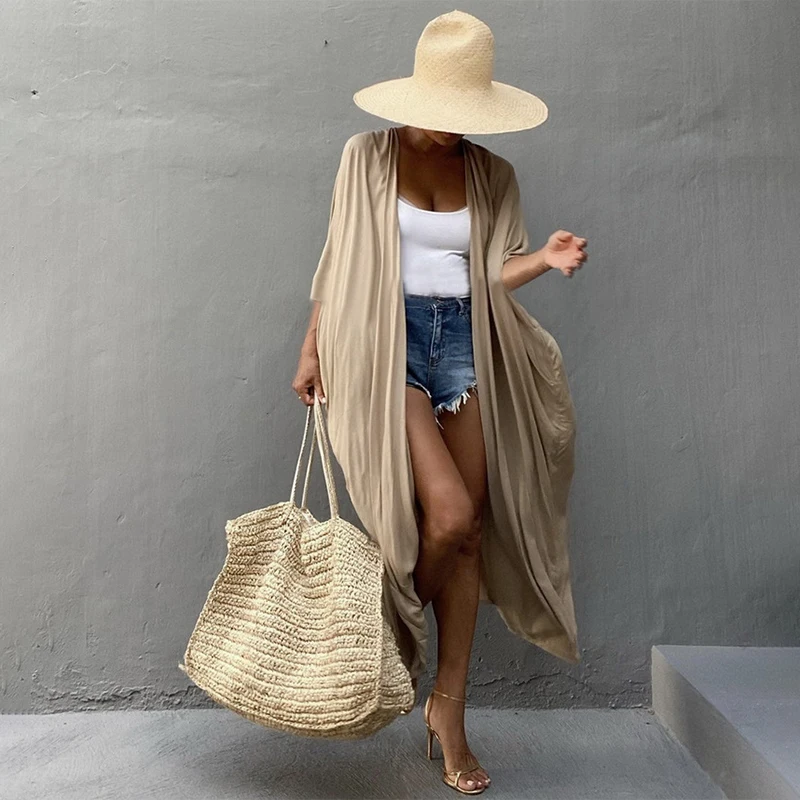 Para Praia 기모노 2025 비치 로브 맥시 롱 드레스 코튼 비키니 커버 업 비치웨어 사롱 여성 루즈 카디건 수영복 커버