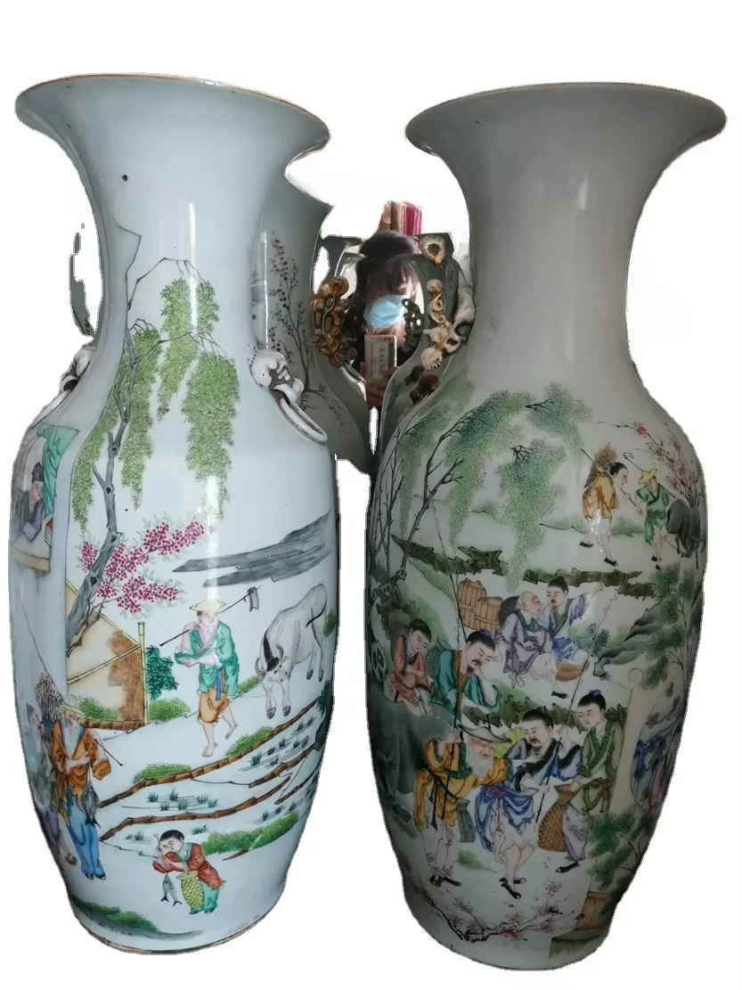 Antique figure pattern porcelain pot ceramic, real old decorative teapot