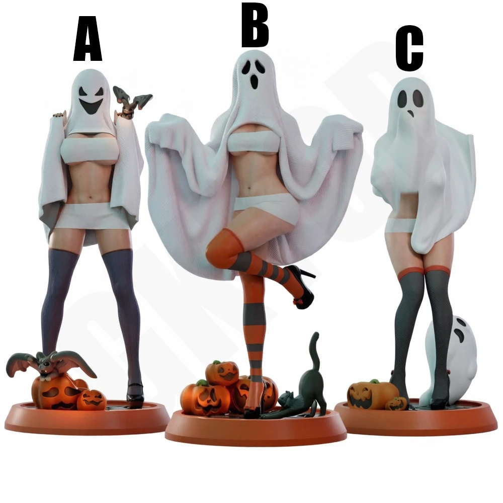 Halloween Ghost Lady 1/24 Scale Resin Garage Kit Diorama Unassembled Unpainted 3D Print DIY Statue Mini Collectible Craft Model