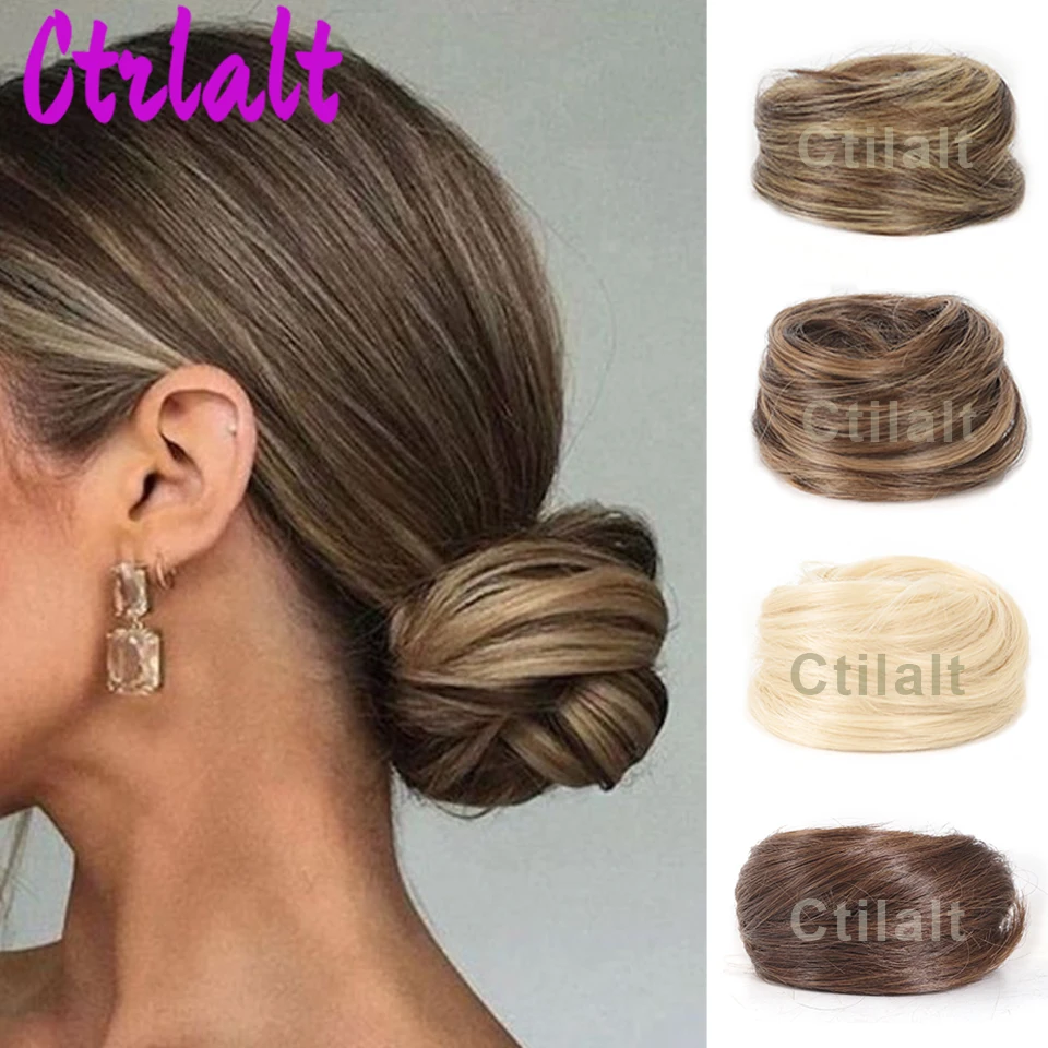 Synthetic Hair ring wig new Hair Scrunchies Chignon Elastic Band Made Of Hair Messy Curly black Hair Bun Hairpiece Ponytail