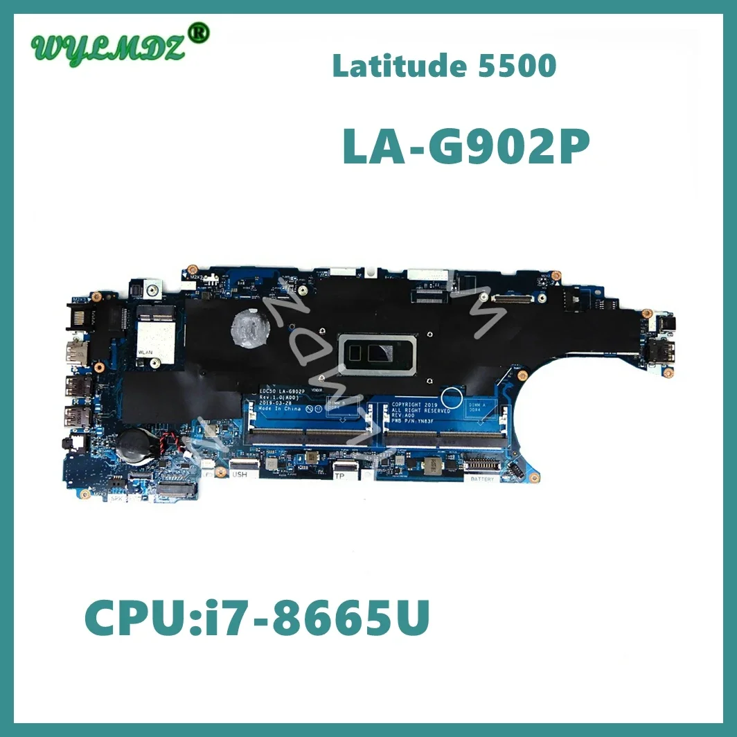 LA-G902P With i7-8665U CPU Notebook Mainboard For Dell Latitude 5500 Laptop Motherboard  CN-055XW8 100% Tested OK