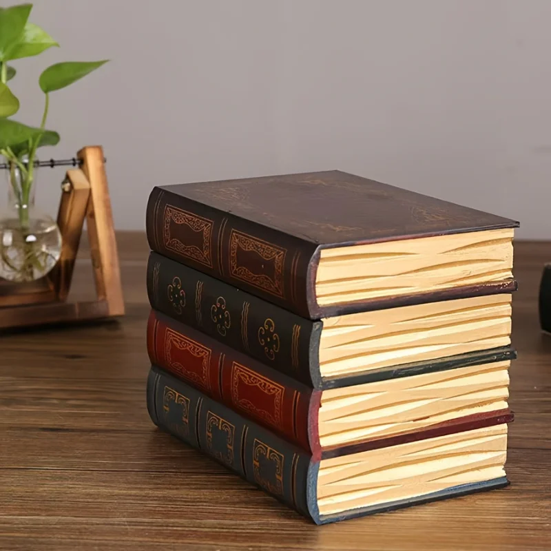 New 1 Pcs Vintage False Book Box - Wooden Antique Classic Decorative Storage for Jewelry and Ornaments Office Shelf Decoration