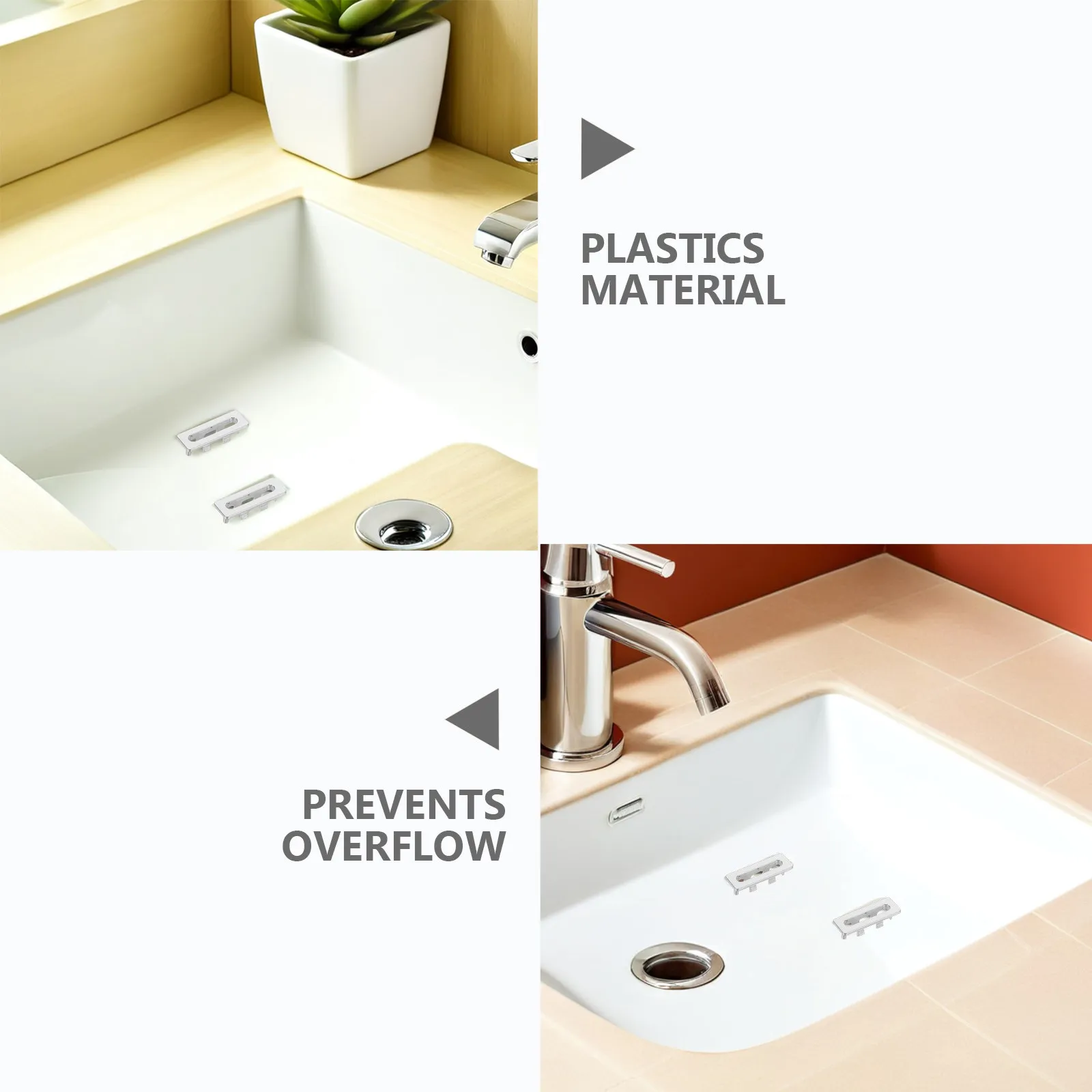 

Комплект из 2 пластиковых прямоугольных заглушек для слива раковины/мойки, для ванной и кухни