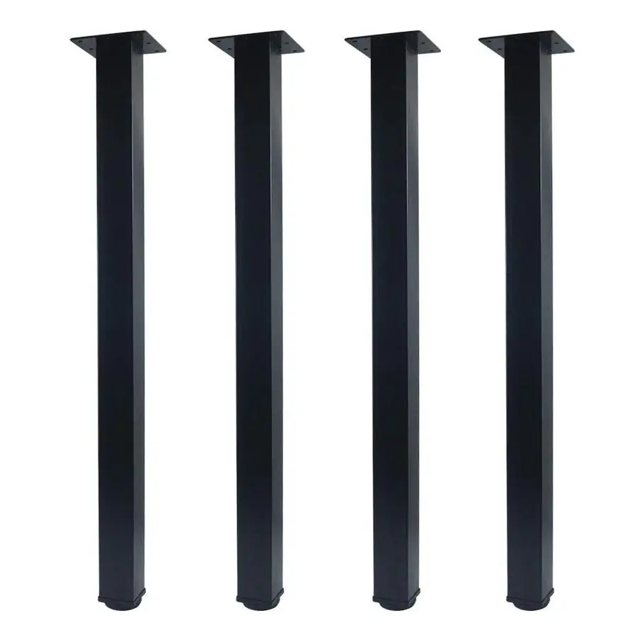 

28 inch Adjustable Metal Furniture Legs, Square Office Table Furniture Leg, Set of 4 Black