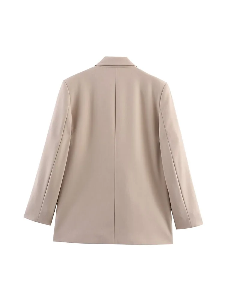 سترات خريفية للسيدات لعام 2025 معاطف غير رسمية فضفاضة ومزدوجة الصدر سترة نسائية أنيقة للشارع ملابس خارجية