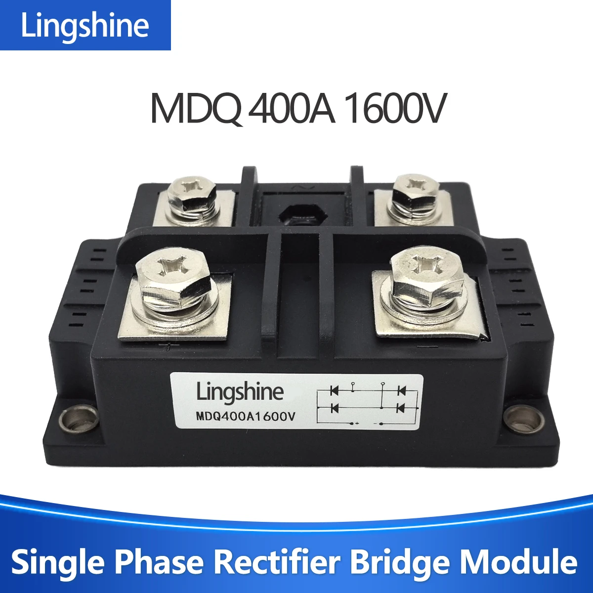 220V Single Phase Rectifier Bridge Module MDQ 400A 1600V High Power Diode Module 1 Phase Diode Metal Case Bridge Rectifier