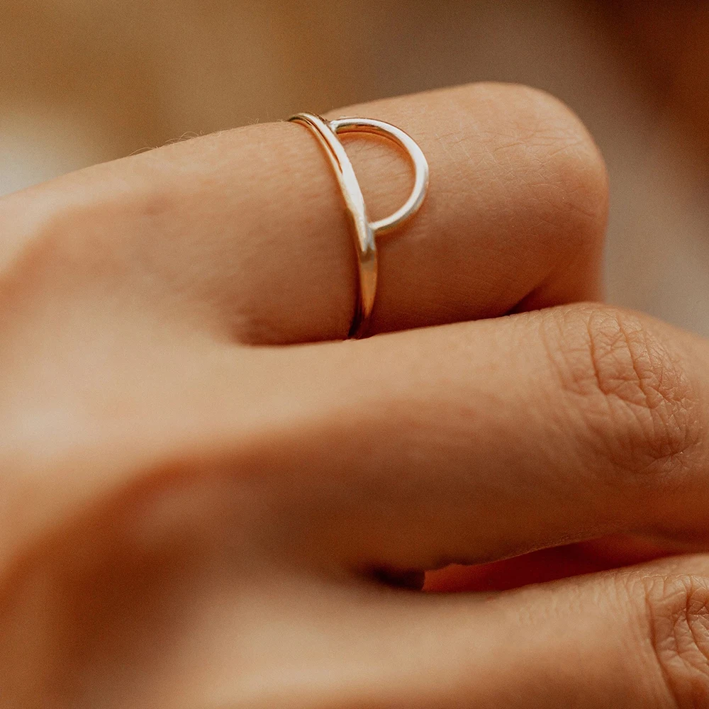eManco Minimaliset  Stainless Steel Geometric Rings for Women Punk Ring Stackable Triangle Midi Rings Jewellery