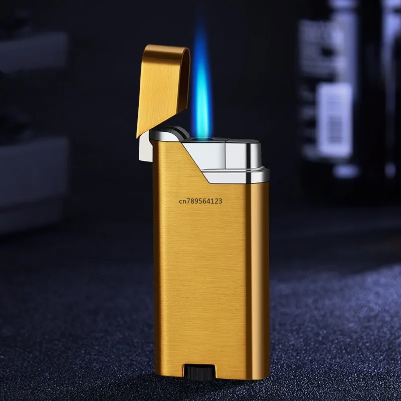 2023 New Metal Direct Charge Windproof Lighter Cool Blue Flame Inflatable Lighter Men\'s High end Gift Smoking Accessories Gadget