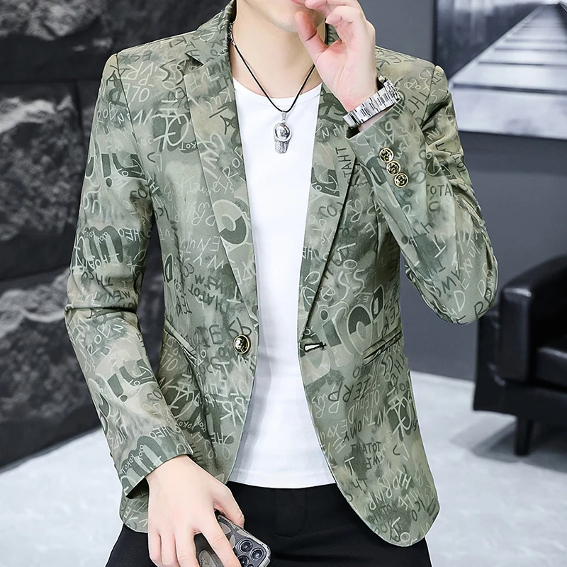 Autumn 2024 New Men\'s Fashion Handsome All The Trend English Business Small Suit Korean Version Slim Fit All The Match  M-3XL