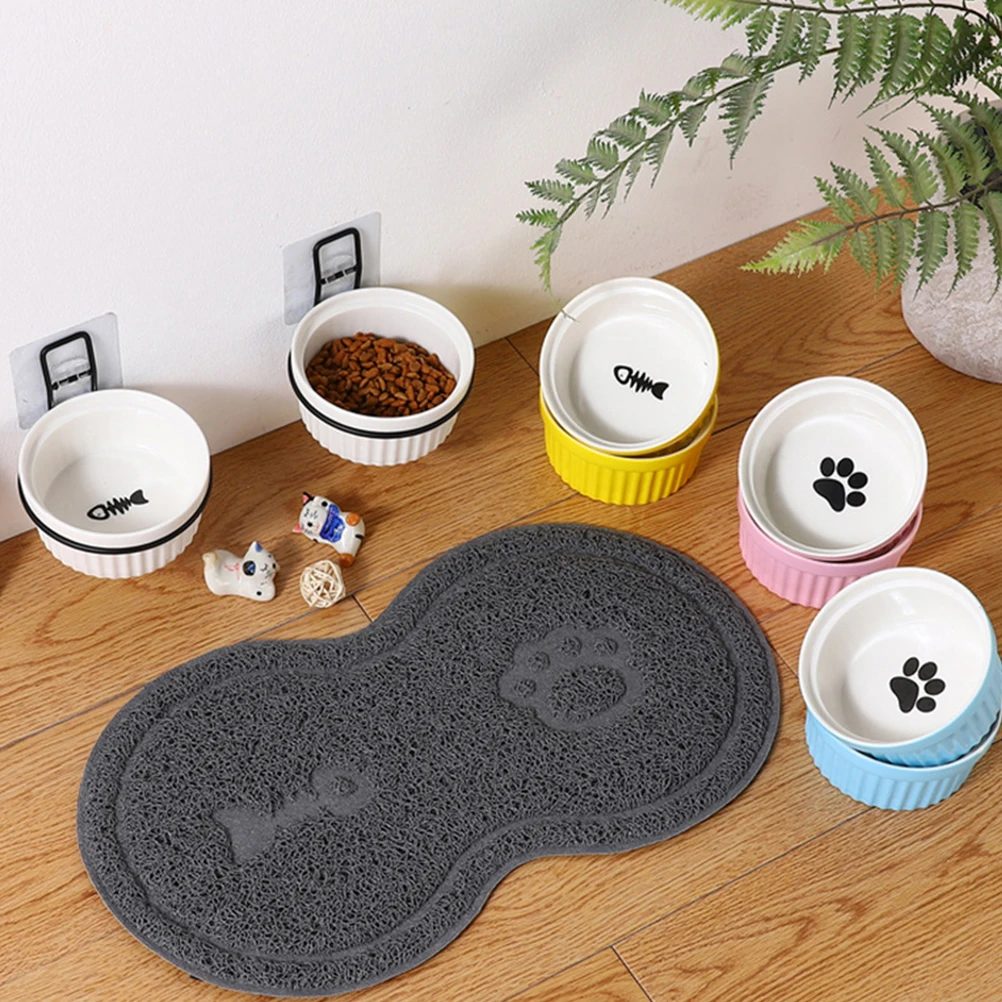 

2 Pcs Pet Feeding Mat Dog Drinking Bowl Cat Eating PVC Non slip Durable Easy Shaped Mats Pet Supplies