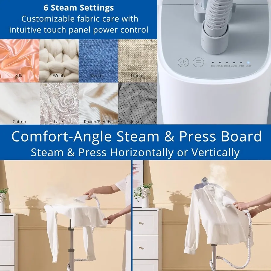 مكواة بخار كاملة للملابس مع لوحة دوارة كبيرة ذات إيقاف تلقائيًا ذكية لشاشة LED المريحة و6 إعدادات للبخار ممتازة