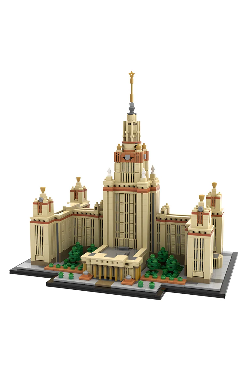 

Gobricks MOC Moscow State University 1:800 Scale Building Blocks Model M. V. Lomonosov University Architecture Bricks Toys Gifts