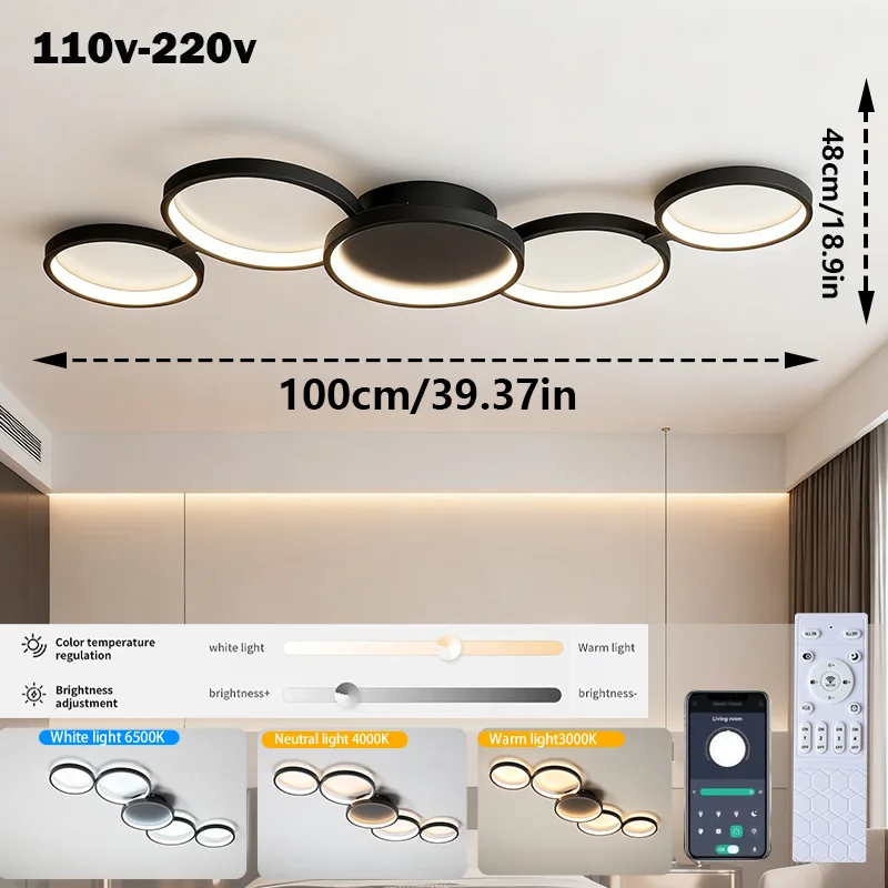 Led Plafondlamp 110 V-220 V 3 Kleuren App Bluetooth Dimmen Moderne Creativiteit Afstandsbediening Woonkamer Slaapkamer lamp