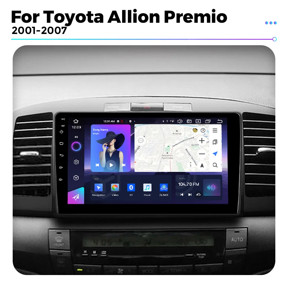 For Toyota Allion Premio 2001-2007 Multimedia Video Player GPS Navigation 2Din Stereo Autoplay Wireless Android WIFI connection