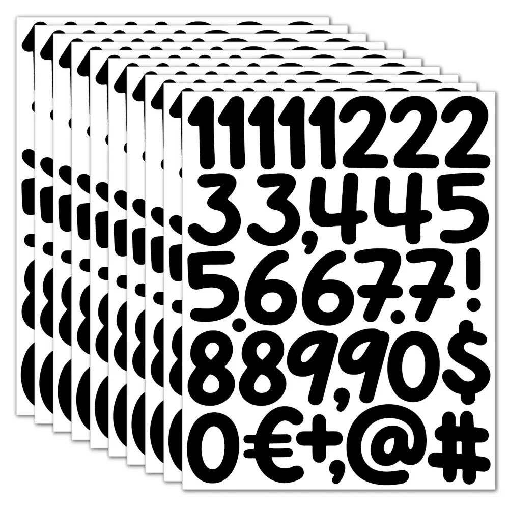 5Pcs 2 inch Art Font Number Letter Sticker Vinyl Waterproof Black White Colorful DIY Sticker For Work Planner Creative Placard
