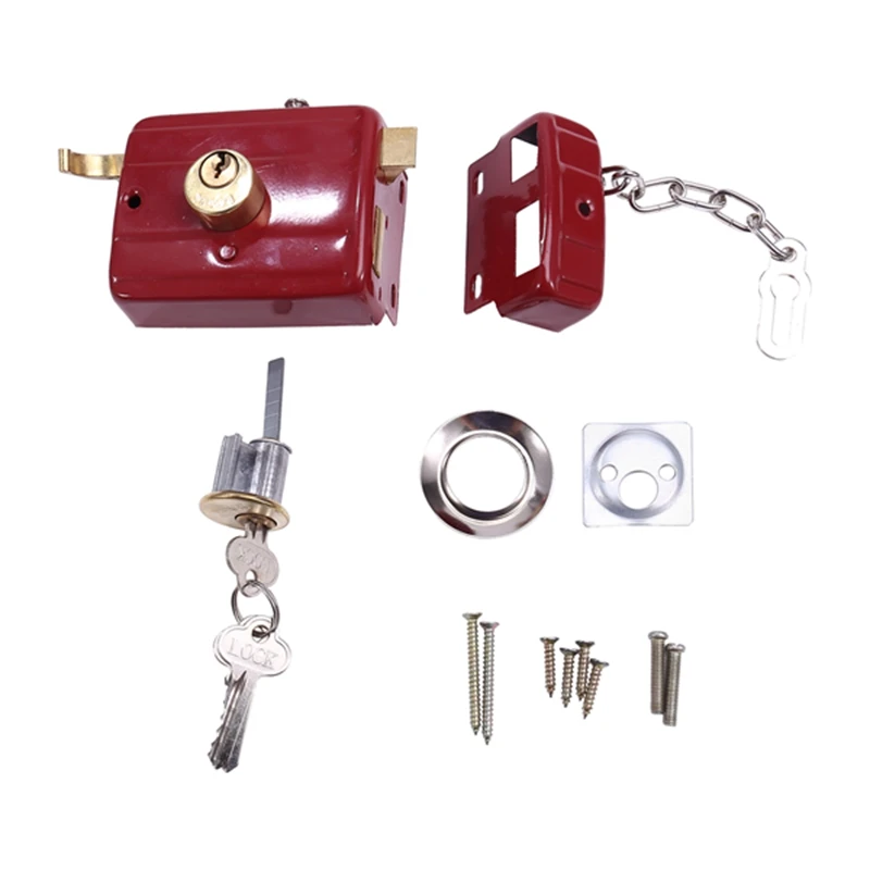 

Cast Iron Anti-Theft Lock Exterior Door Multiple Insurance Security Household Indoor Dormitory With Key Wooden Door Lock