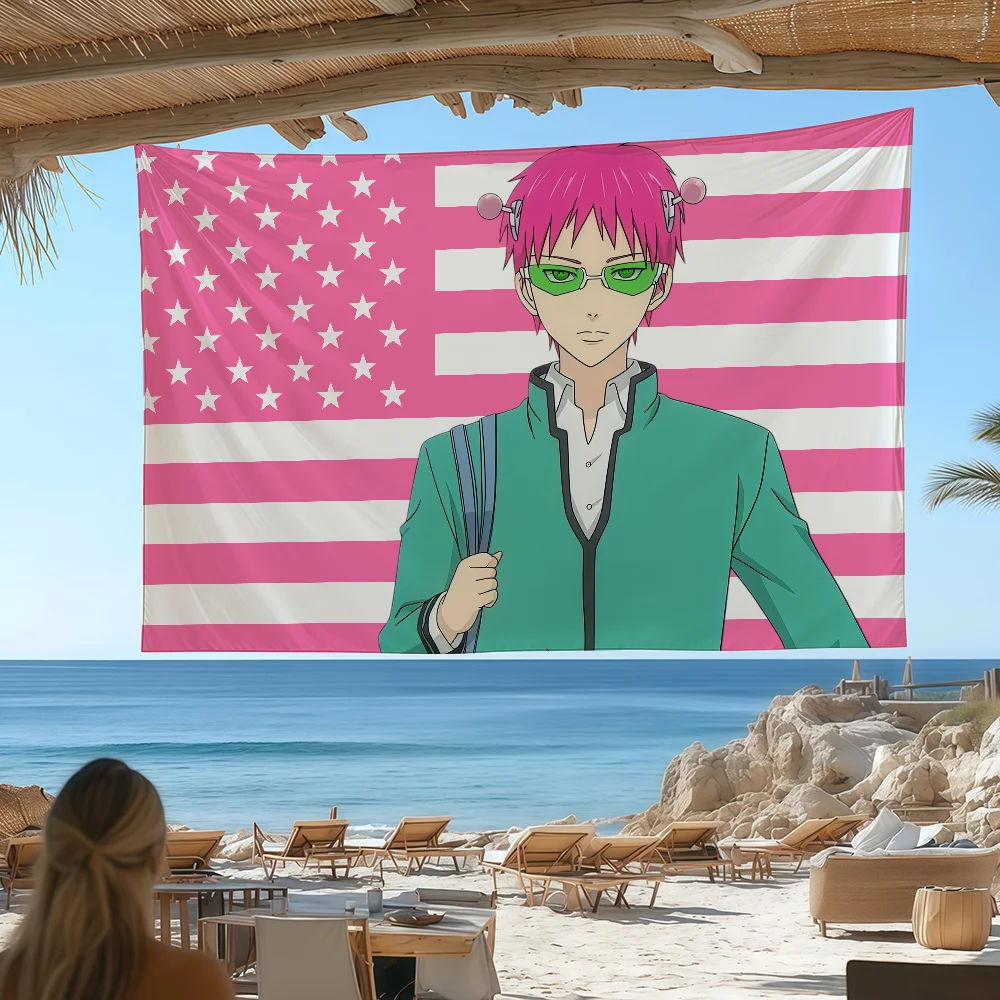 American Kusuo Saiki D-Disastrous Life of Saiki K flag Custom Camping Garden Decor Party Backdrops Wall Art Family Gifts