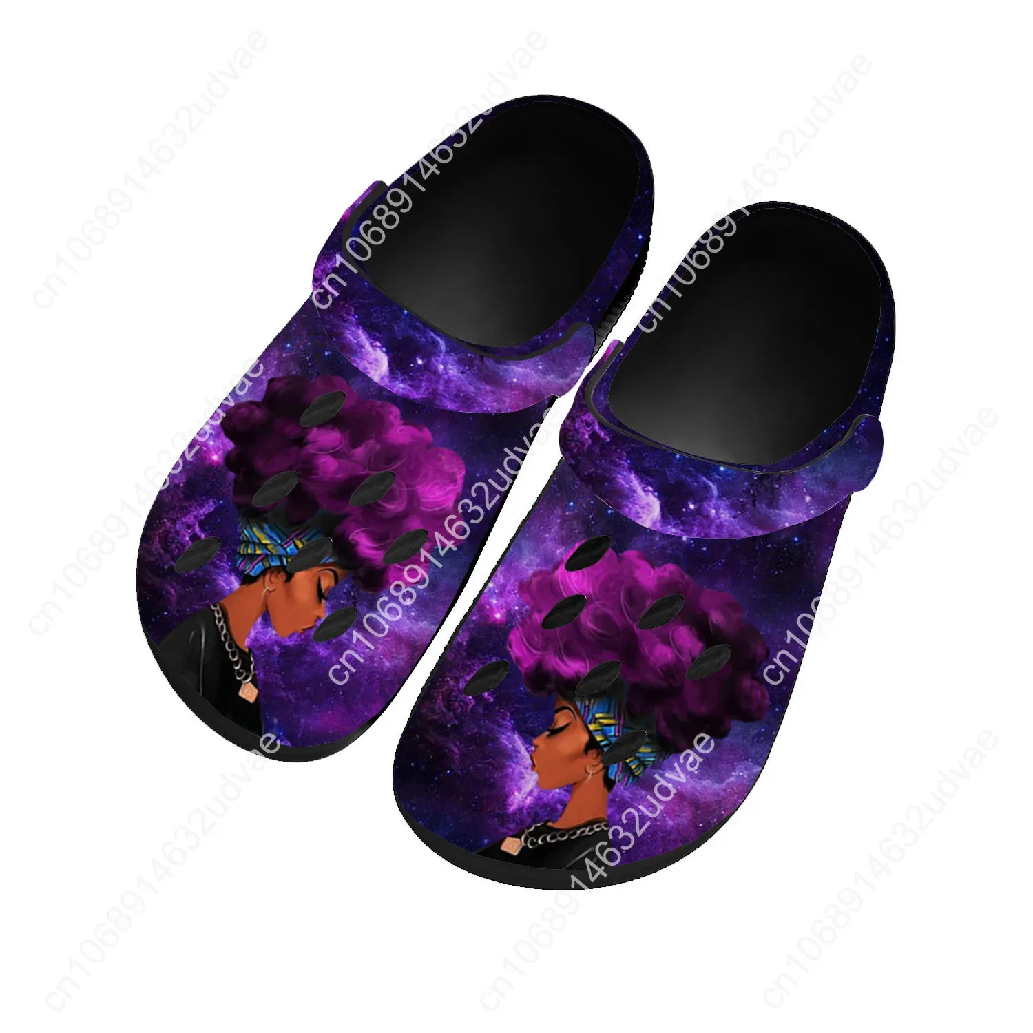 African Woman Black Water Shoes Mens Womens High Quality Home Garden Clogs Customizd Sandals Beach Breathable Hole Slippers