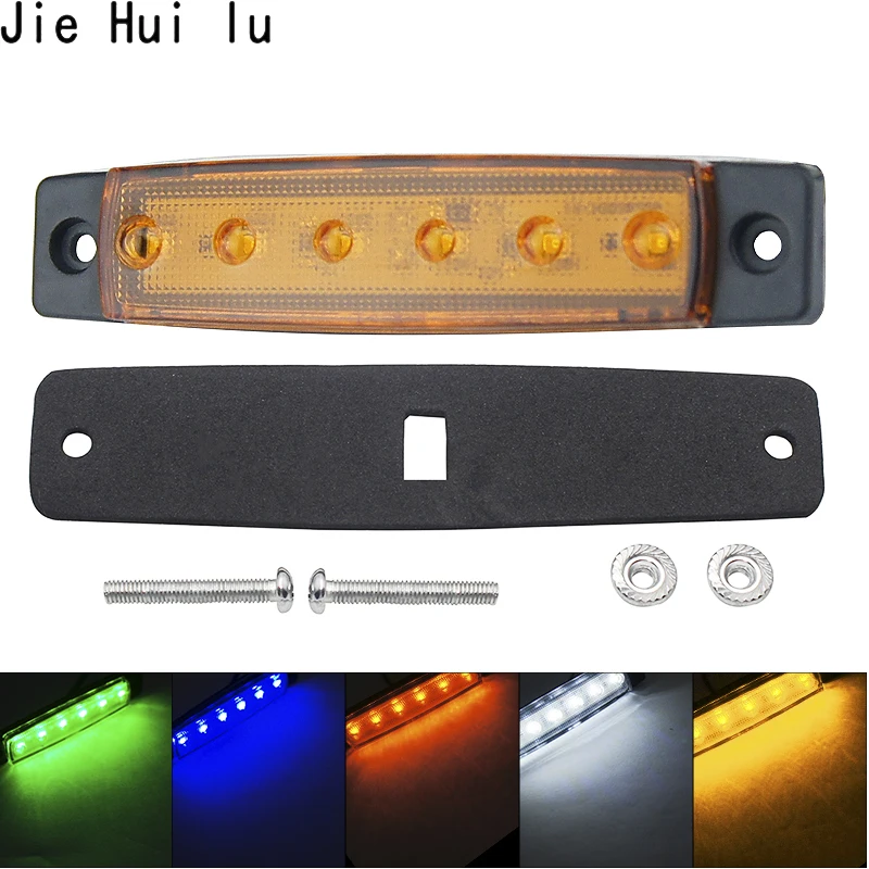 LED Truck Side Marker Indicator Light Turn Signal Lamp 12V 24V Auto Car Bus Lorry Trailer Tail Warning Lamp Brake Lights 6 LED