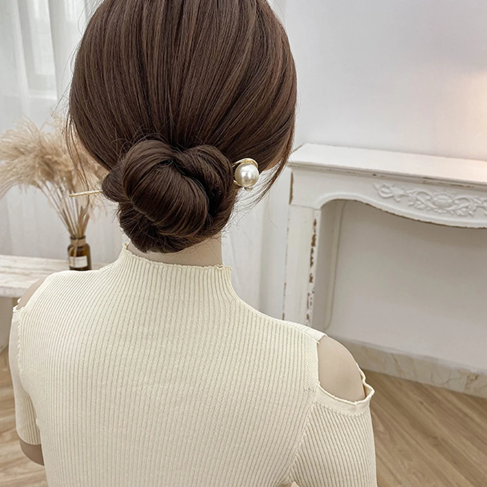 

2pcs Pearl Hairpin Elegant Pearl Fork Straight Accessories Fashion Chignon Pin Hair Chopsticks For Wedding Banquet Party Hair