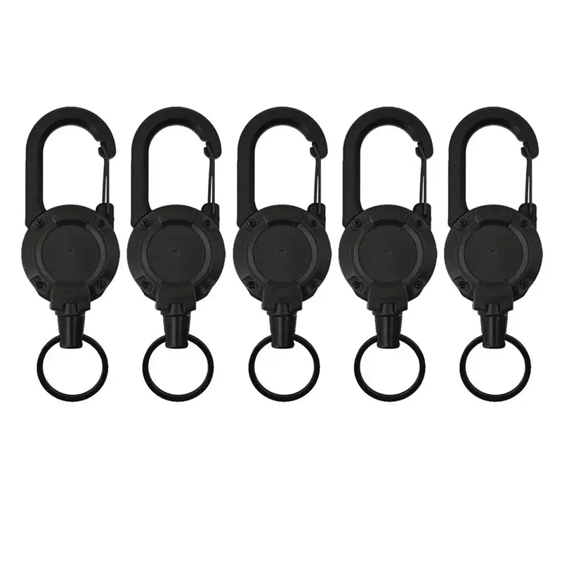 

AEF6-5PCS Уличный выдвижной брелок-ролик с тросом, выдвижной брелок для ключей со стальным тросом и кольцом для ключей, инструмент
