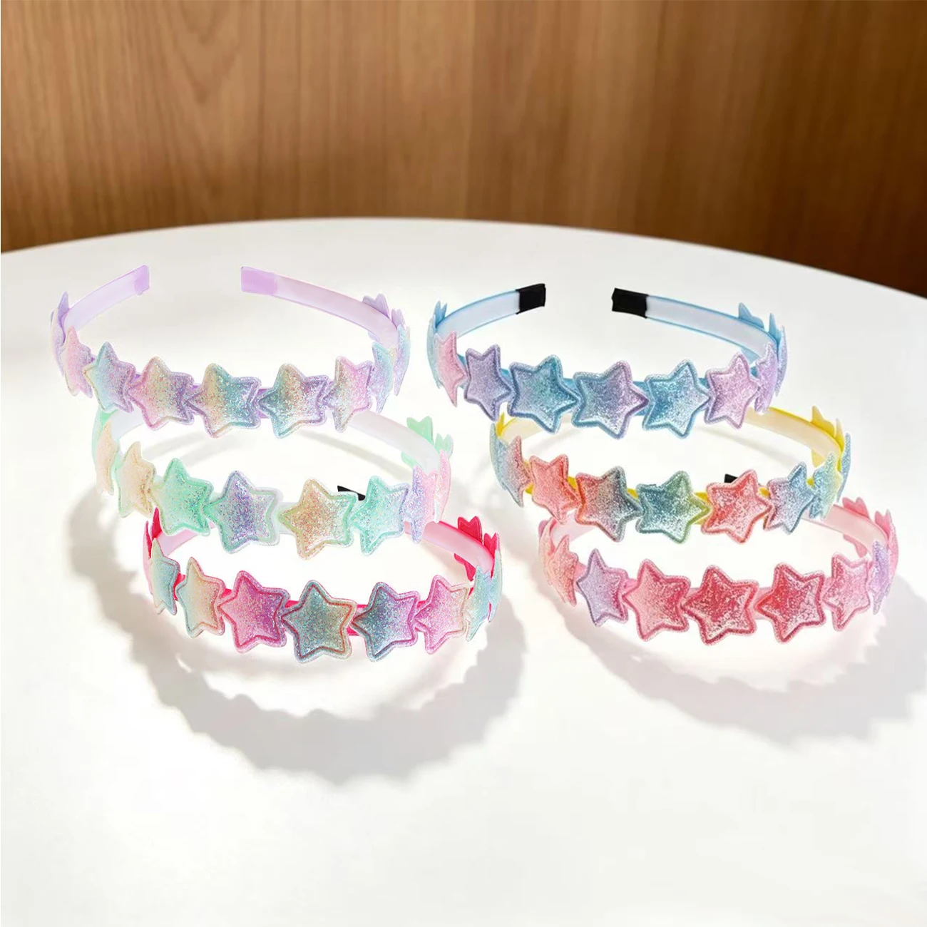 6Pcs Colorful Star Headbands, Non-slip Shiny Hair Bands, Cute Hair Accessories for Girls Daily & Party Use