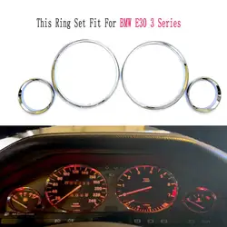 Medidor de velocímetro, Dial de anillos, embellecedor de bisel E30 para BMW Serie 3 (plateado cromado)