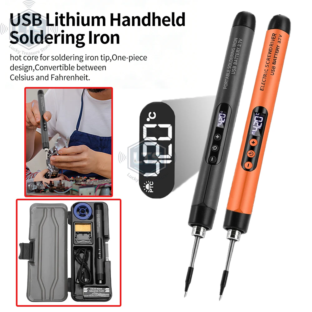 

USB Soldering Iron Mini Small Soldering Iron Set Portable Household Type-C Interface 600mAh Battery Adjustable Temperature